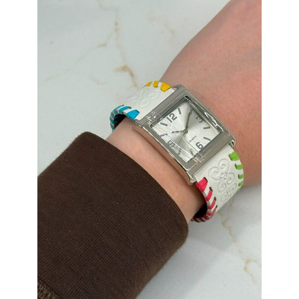 Vintage 2007 Avon Rainbow Stitching Cuff Watch NIB Untested